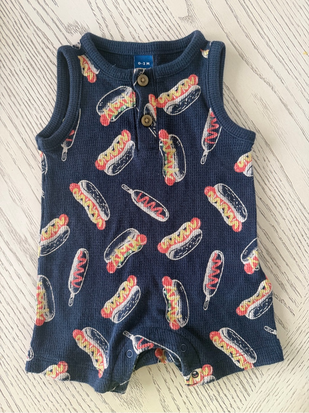 Old Navy Navy Sleeveless Hot Dog Print Romper
